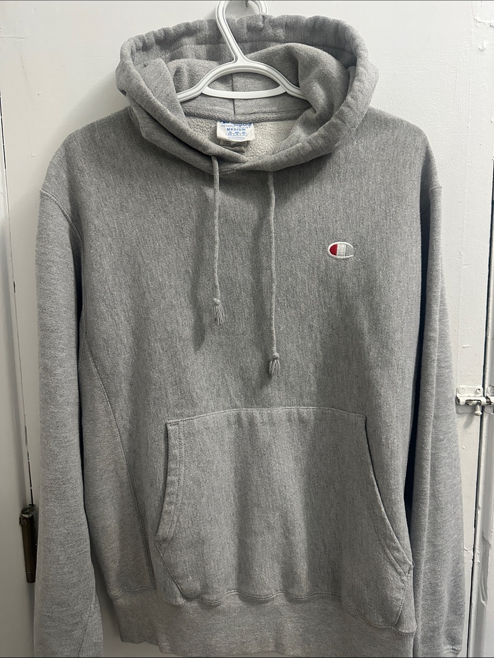 Champion Light Gray Pullover Hoodie with Small Chest Logo